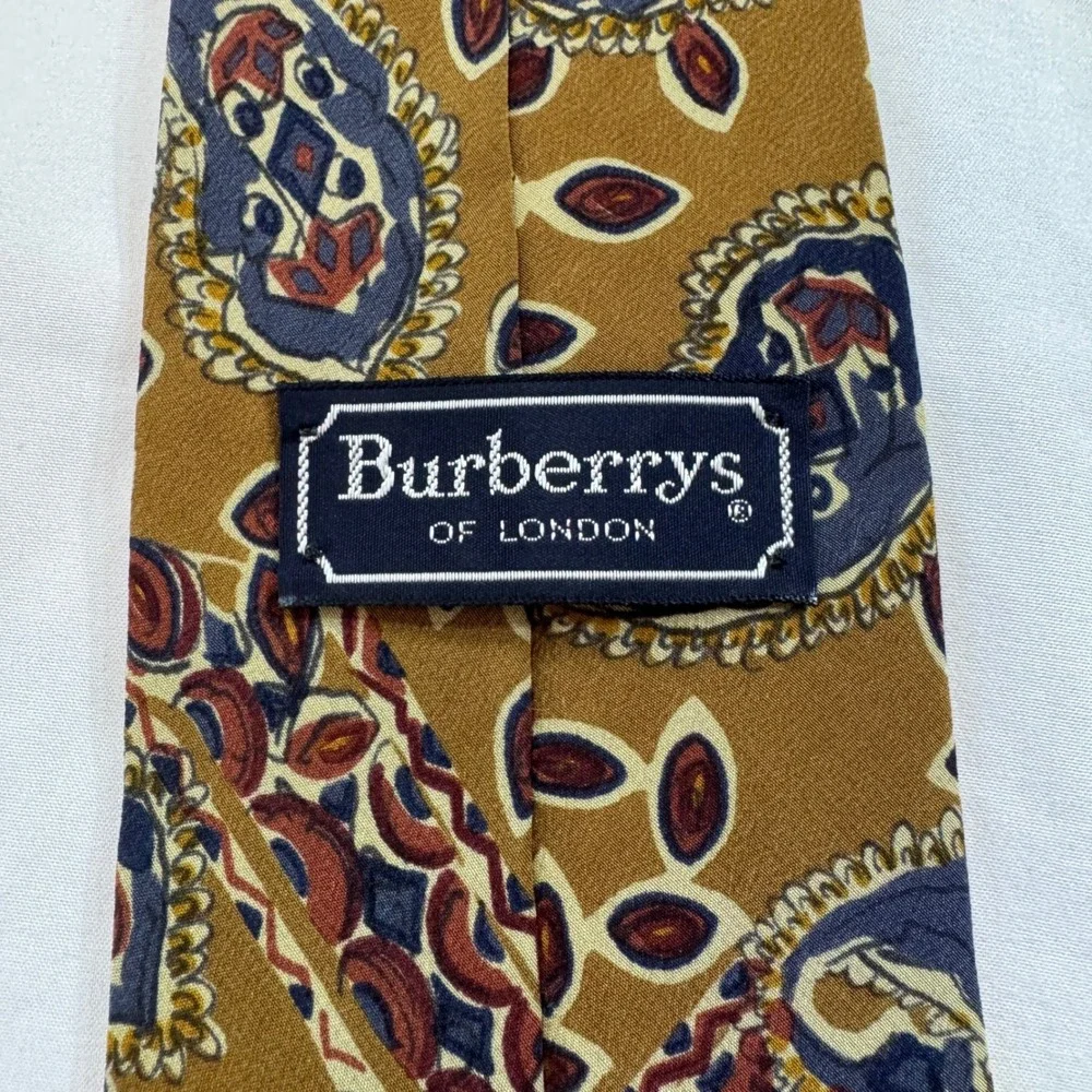 Vintage Burberrys of London‎ Silk Wool Tie USA Hand Sewn Geometric Quiet Luxury